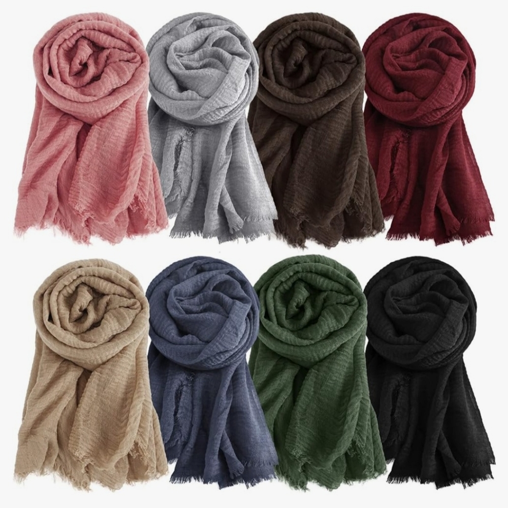 Pack of 8 - Lightweight flowy cotton scarves - hijab